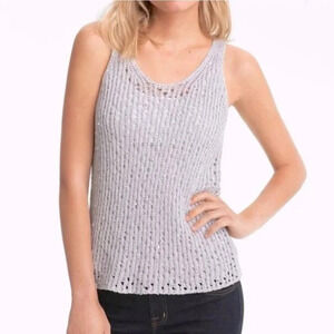 NWT Eileen Fisher Silver Sequin Chainmail Mesh Tank. Size PL.